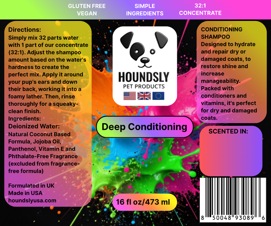 Deep Conditioning Dog Shampoo 16oz Fragrance Free - 32:1 Concentrate for Professional Dog Groomers
